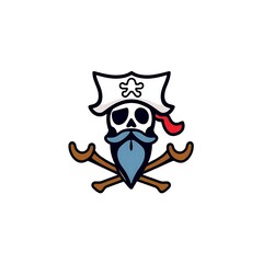 Bold Pirate Logo on White Background for Branding and Merchandise