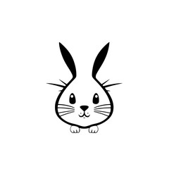 A simplistic illustration of a smiling, adorable bunny, crafted in a minimalist style.