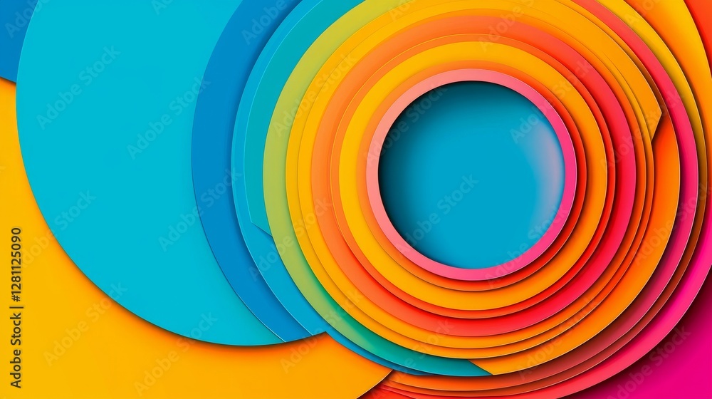 Poster vibrant hues and futuristic shapes combine in colorful abstract 3d curves with a retro-futurism styl