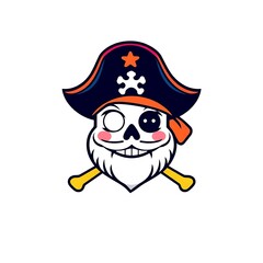 Bold Pirate Logo on White Background for Branding and Merchandise
