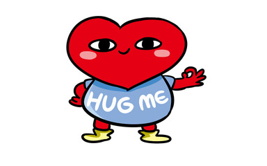 two Hand drawn picture of red heart