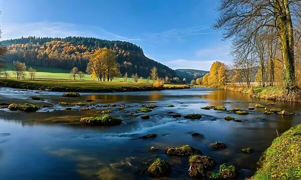 Areuse River, Neuch&acirc;tel Jura, Switzerland &mdash; Panoramic View