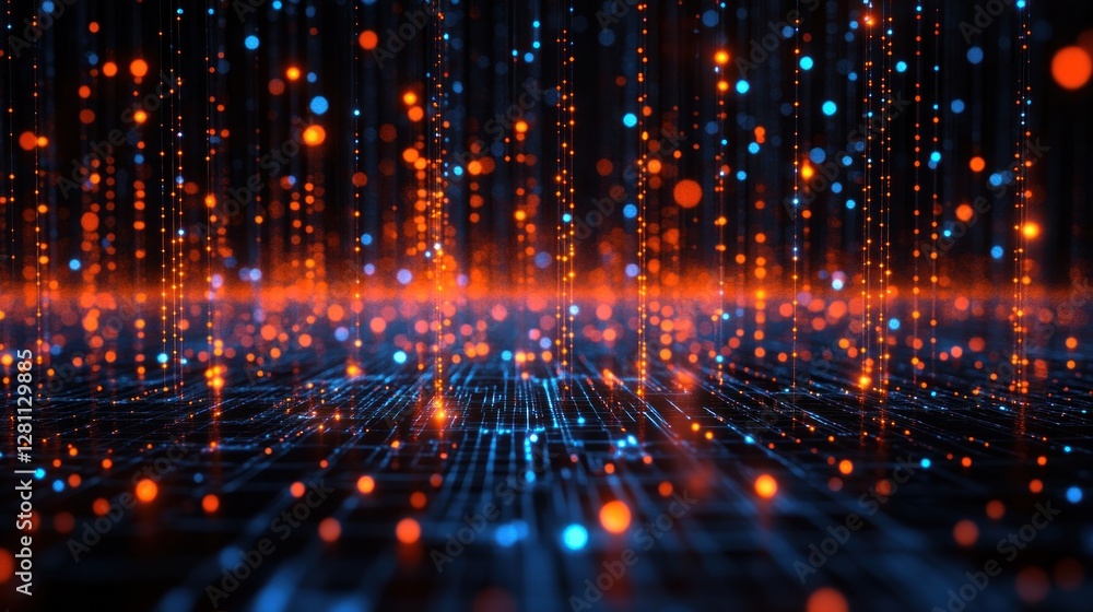 Poster abstract digital network lights streaming data