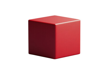 Red cube object, white isolate background