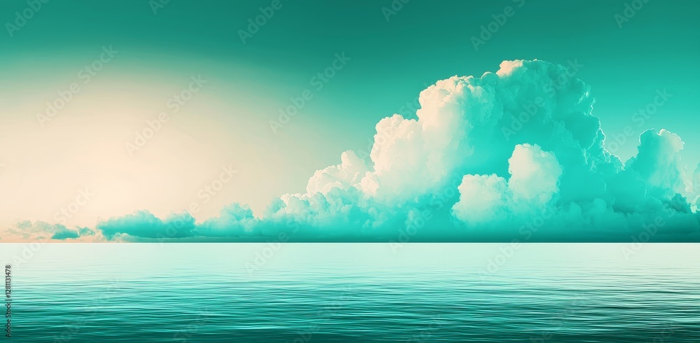 Poster a watercolor design featuring an abstract gradient background that transitions from mint green to de