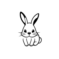 Cute Monochrome Bunny Illustration.