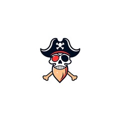 Bold Pirate Logo on White Background for Branding and Merchandise