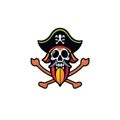 Bold Pirate Logo on White Background for Branding and Merchandise
