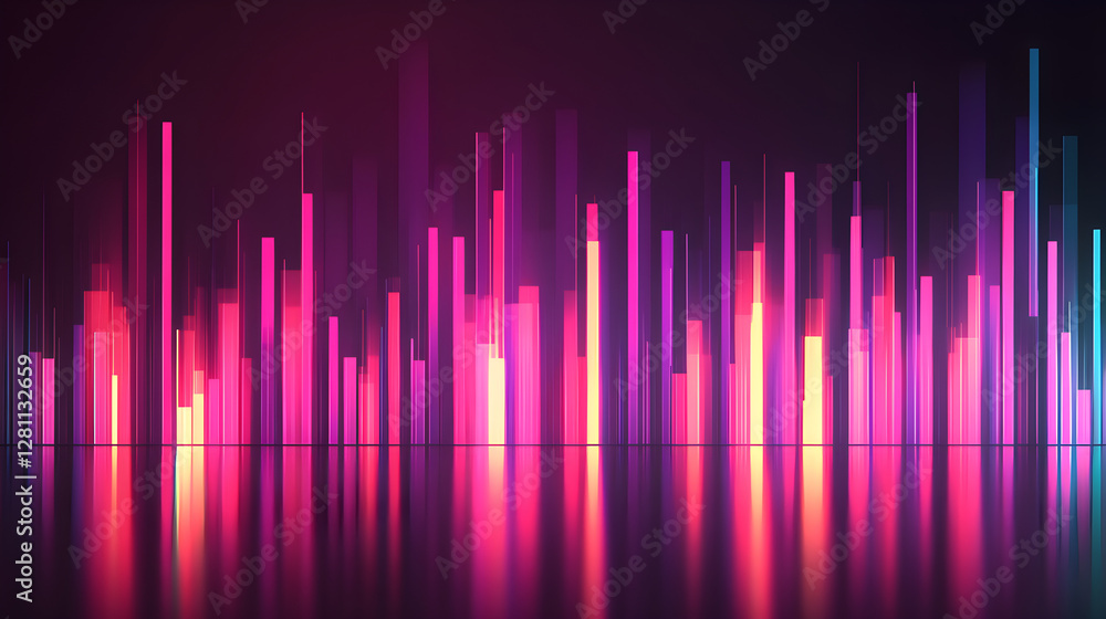 Poster dynamic colorful sound waves abstract visual art digital landscape dark background vibrant concept