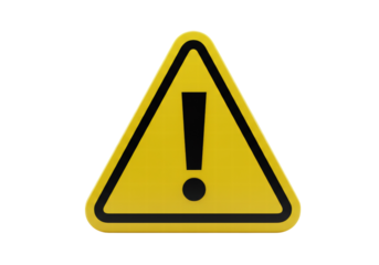 Yellow Triangle Warning Sign with Exclamation Mark on Black Background