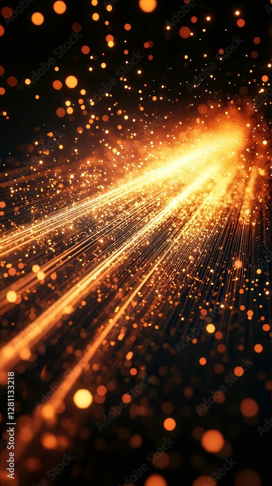 Aufkleber bright orange light flashes create a sparkling effect on a black background. generative ai