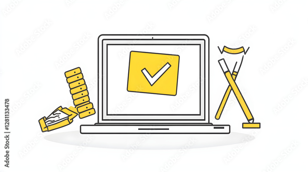 Poster digital project management tools utilization remote workspace graphic content minimalist environment