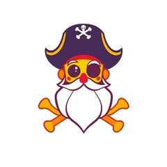 Bold Pirate Logo on White Background for Branding and Merchandise