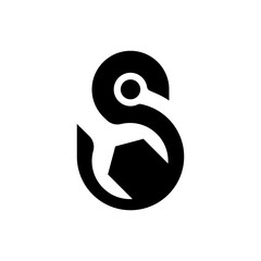 Initial Letter  S combined with  Wrench Modern logo design