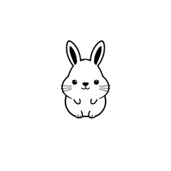 Vector illustration of a cute bunny rabbit, outlined in black against a white background, creating a minimalist design.