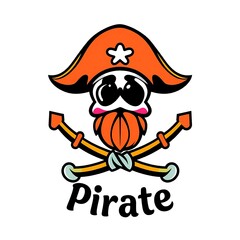 Bold Pirate Logo on White Background for Branding and Merchandise