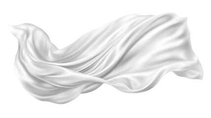 white silk scarf isolated on white background