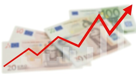 Euro Money Growth Chart Showing Economic Success and Financial Progress