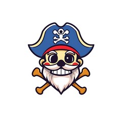 Bold Pirate Logo on White Background for Branding and Merchandise