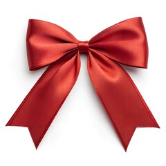 Elegant Red Ribbon Bow Isolated on White Background or Transparent Background
