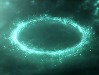 A glowing turquoise ring shows a swirling cloud of light