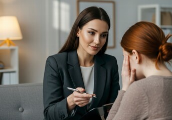 Expert Female Counselor Assisting Client with Depression and Mental Health