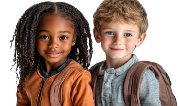 Male and female students carrying backpacks