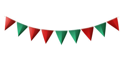 Obraz premium Red and green bunting banner isolated on white background