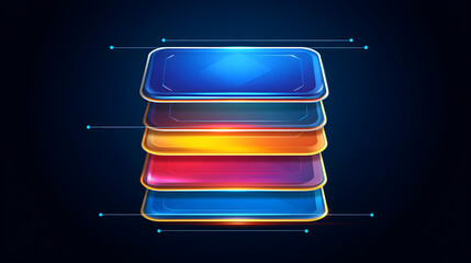 Dynamic layered interface design digital workspace graphic element modern aesthetic front view user experience concept