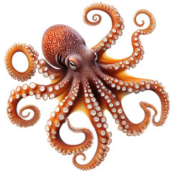 Obraz premium Highly Detailed and Realistic Octopus Illustration with Textured Skin and Intricately Curled Tentacles – Perfect for Marine-Themed Art and Designs