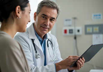 Fototapeta premium Doctor Providing Friendly Healthcare Support to Satisfied Patient