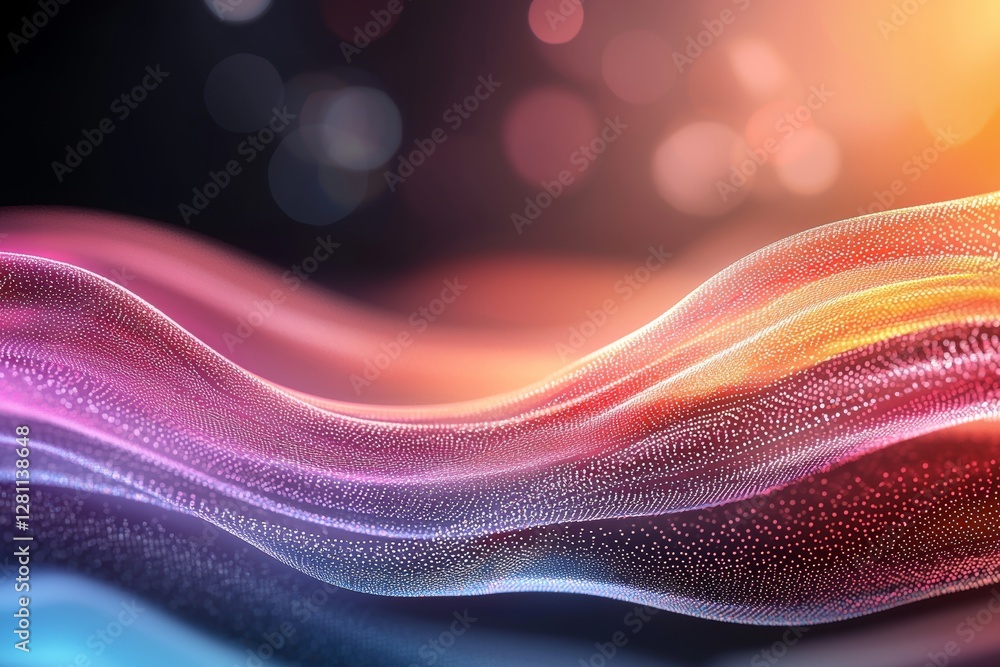 Poster a dark background with shimmering waves. technology: advanced futuristic template design