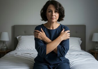 Fototapeta premium Strong and Determined Woman Displaying Resilience in Contemplative Pose