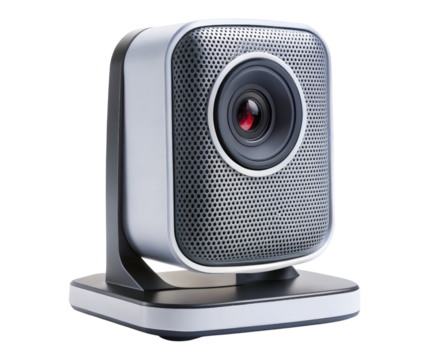 Modern webcam with built-in microphone on a transparent background