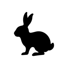 Cute rabbit silhouette vector flat illustration design on white background.