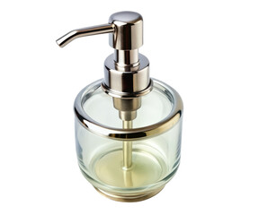 Obraz premium Elegant glass soap dispenser with pump on a transparent background