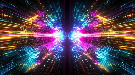 Abstract Colorful Neon Light Tunnel Visual