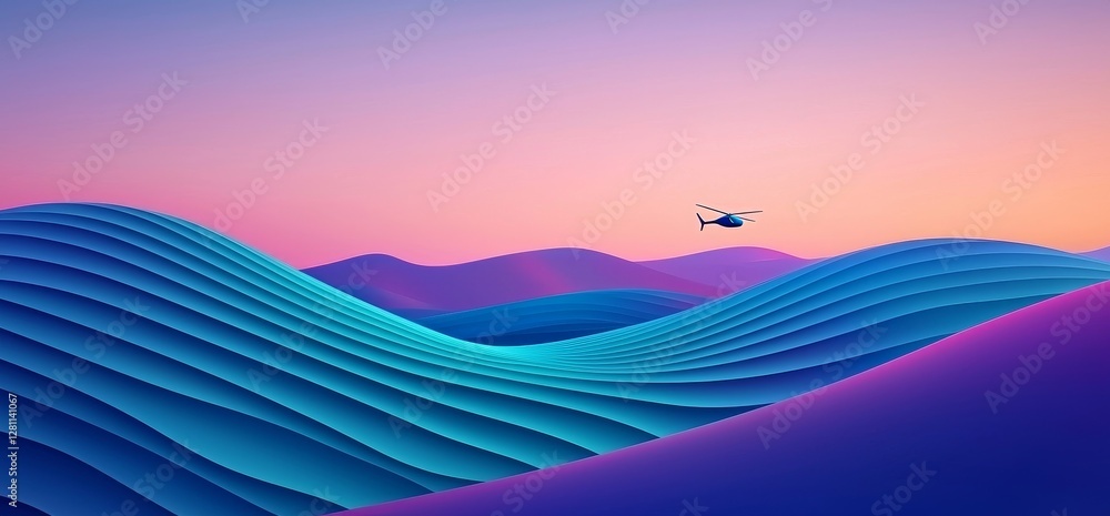 Poster the scene features a soft gradient flowing in a serene and dreamy manner, with abstract purple and p