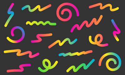 Abstract wavy lines with gradient.Vector illustration on dark background.