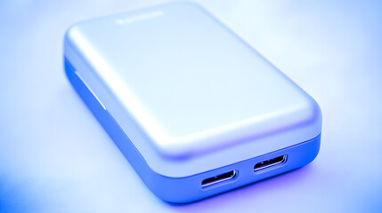 Charging action portable charger home office product image tech environment close-up view modern utility
