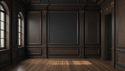 Elegant Dark Wood Paneling Room Interior Design Luxury old home rich trim brown black decor house   