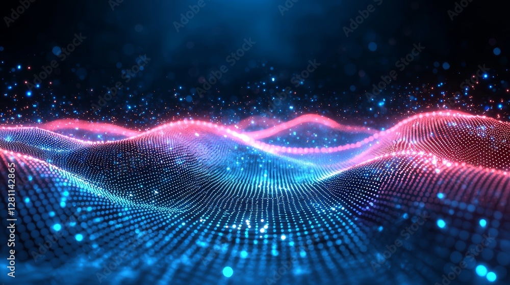 Poster a 3d rendered image of abstract dots and lines connected to depict ai technology, illustrating the f