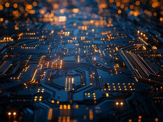 Obraz premium An artistic illustration of data traversing a network of nodes, overlaid on a digital background with binary code and AI algorithms, resulting in a futuristic technology wallpaper featuring a digital