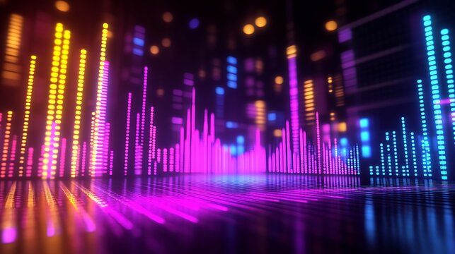 Abstract Neon Light Audio Visualizer Display