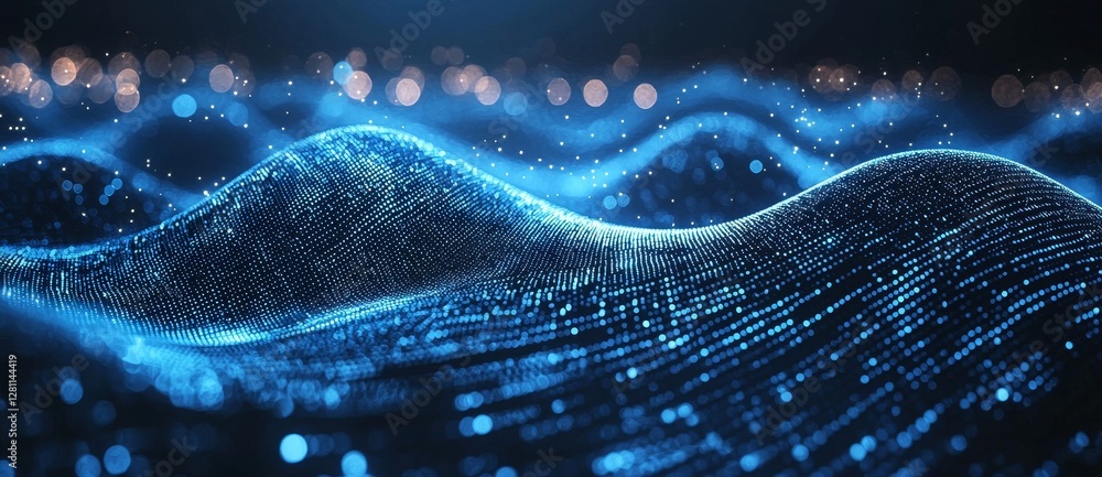 Poster network connection technology illustrated with an abstract blue background and lines, representing a