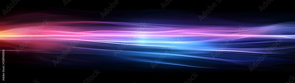 Poster a stunning abstract digital artwork featuring mesmerizing waves of vibrant glowing lights and colors