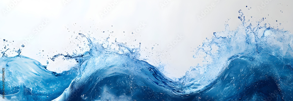 Aufkleber Abstract background image of splashing swirling waves of turbulent aqua colored ocean water with dramatic dynamic movement and energy  Fluid motion ripples and splashes create a surreal