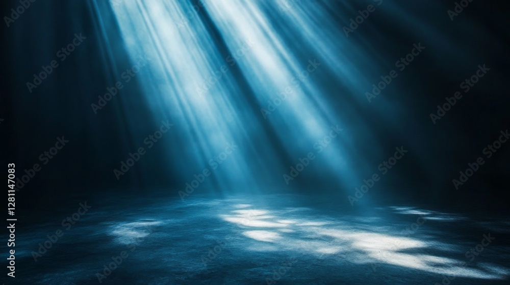 Poster a radiant light breaks through the shadows, illuminating a dark area with its soft glow. the contras