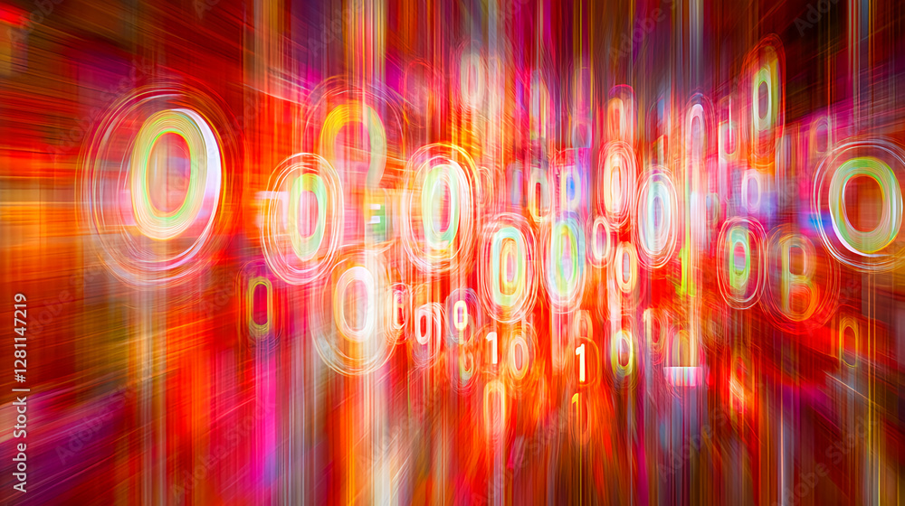 Poster dynamic digital data visualization abstract background graphic art vibrant colors artistic perspecti