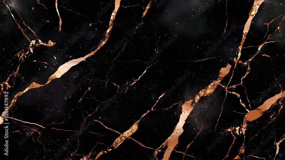 Aufkleber abstract cracked black marble textured background with warm copper accents high end sophisticated an